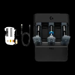 Pedais de simulação Logitech G PRO Racing Pedals Travão Célula de Carga Preto, vista frontal: conjunto completo com cabo