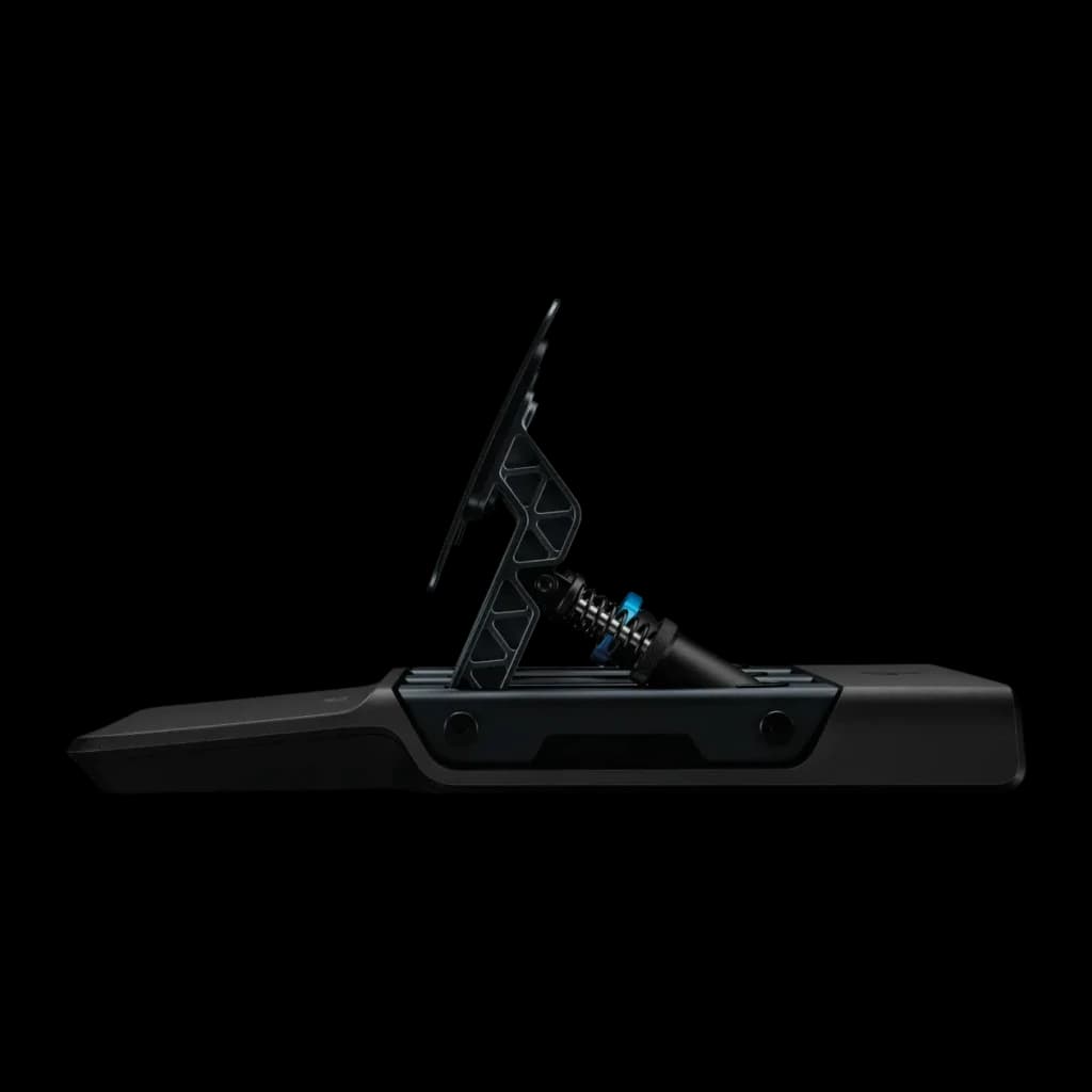Pedais de simulação Logitech G PRO Racing Pedals Travão Célula de Carga Preto, vista lateral: mola e célula de carga azul