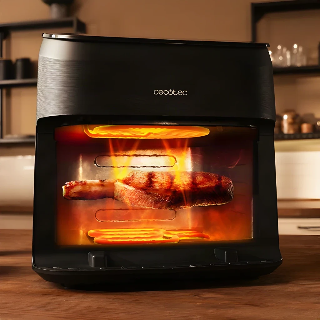 Fritadeira de ar Cecotec Cecofry&Grill Smokin' 8500 8,5L 2200W 10 programas Preto/Castanho, vista frontal: interior