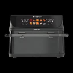 Friteuse à air Taurus Grill 360 XL 10L 2800W 10 programmes Noir, vue de face: double panneau tactile avec minuteries