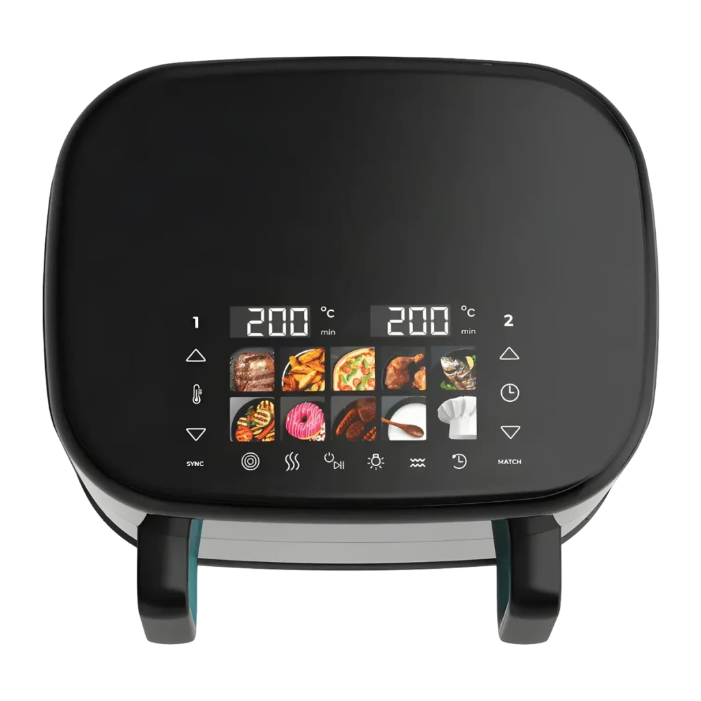 Fritadeira de Ar Cecotec Cecofry&Grill Smokin'Prime 11000 11L 2800W 10 Programas Preto, vista superior: painel tátil com 10