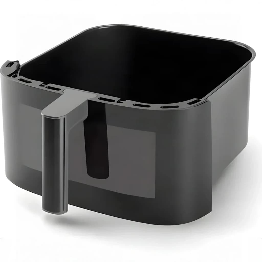 Friteuse à air NutriBullet CrispLite Vision 8L 2000W 8 programmes Noir, en utilisation: panier amovible noir avec poignée