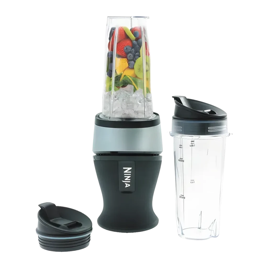 Liquidificador Ninja 0,47L 700W Preto/Prata QB3001, acessórios: copo com frutas e gelo, copo extra e duas tampas