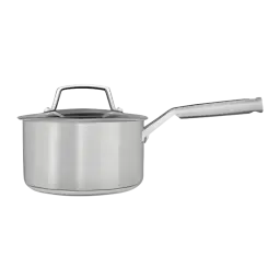 Conjunto de caçarolas Ninja Preto/Prata C63000EU, vista lateral: caçarola individual com tampa de vidro e cabo longo prateado