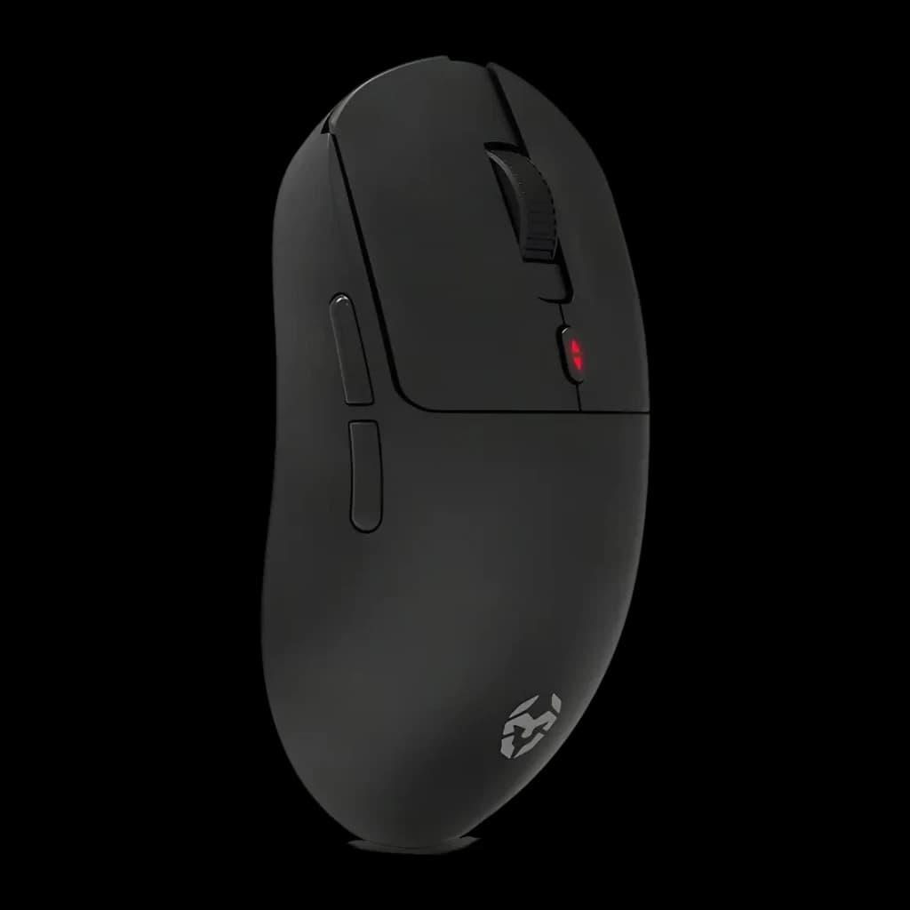 Souris Gaming Krom Klever Sans Fil 10000 DPI Noir, vue latérale: boutons latéraux, molette et LED rouge DPI visibles