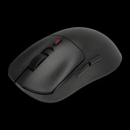 Souris Gaming Krom Klever Sans Fil 10000 DPI Noir, vue latérale-supérieure: molette texturée, bouton DPI rouge et boutons