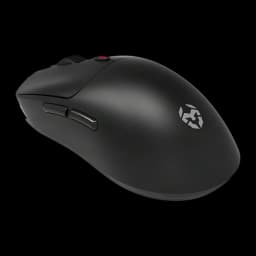 Souris Gaming Krom Klever Sans Fil 10000 DPI Noir, vue latérale: logo Krom sur le flanc droit, boutons latéraux et molette