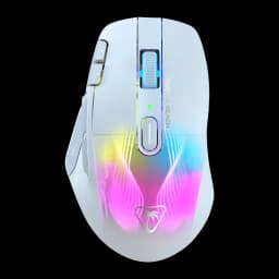 Souris Gaming Turtle Beach Kone XP Air Sans Fil RF+Bluetooth 19000 DPI RGB Blanc, vue dessus: éclairage RGB multicolore