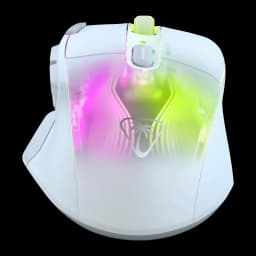 Souris Gaming Turtle Beach Kone XP Air Sans Fil RF+Bluetooth 19000 DPI RGB Blanc, vue dessus: éclairage RGB rose et vert