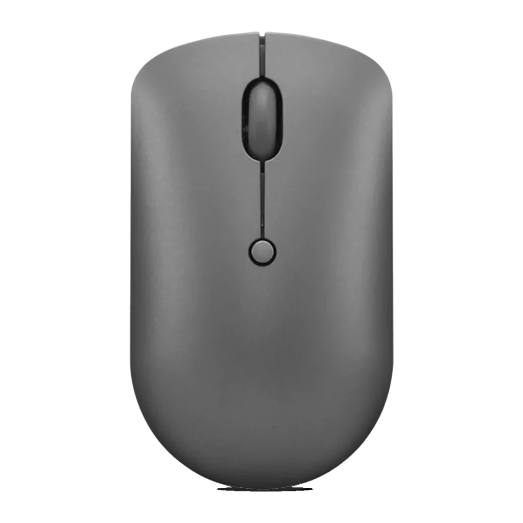 Ratón Lenovo 540 Gris Inalámbrico Ergonómico, vista superior: rueda de scroll y botón central visibles sobre cuerpo