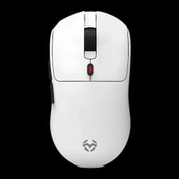 Souris Gaming Krom Klever Sans Fil 10000 DPI Blanc, vue dessus: molette noire, bouton DPI rouge et logo Krom
