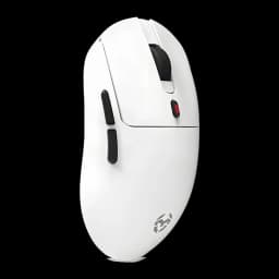 Souris Gaming Krom Klever Sans Fil 10000 DPI Blanc, vue latérale: boutons latéraux noirs, molette et logo Krom sur la base
