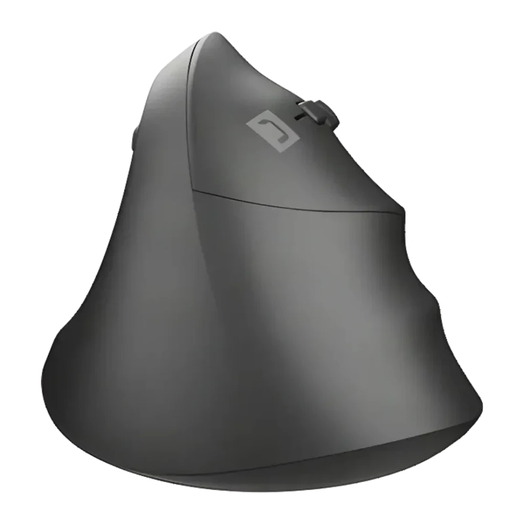 Souris Natec Crake 2 Noir Sans Fil Ergonomique Verticale, vue latérale gauche: profil vertical, logo Natec et molette