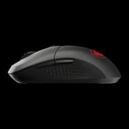 Souris gaming MSI Versa 300W Sans Fil 8000 DPI RGB Noir, vue latérale: surface texturée antidérapante et logo MSI