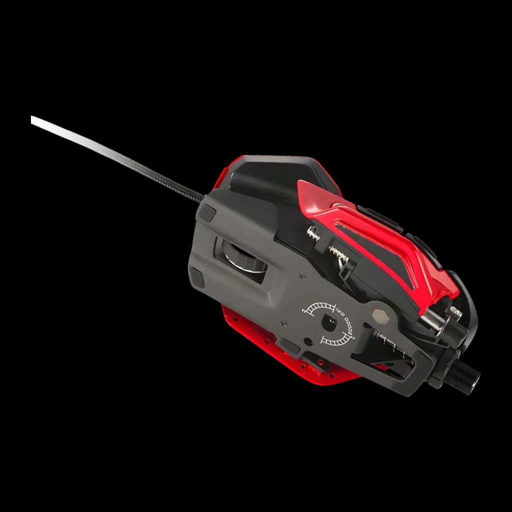 Ratón Gaming Mad Catz R.A.T. 8+ Advanced 20000 DPI RGB Negro, vista inferior: selector de DPI, estructura modular y cable