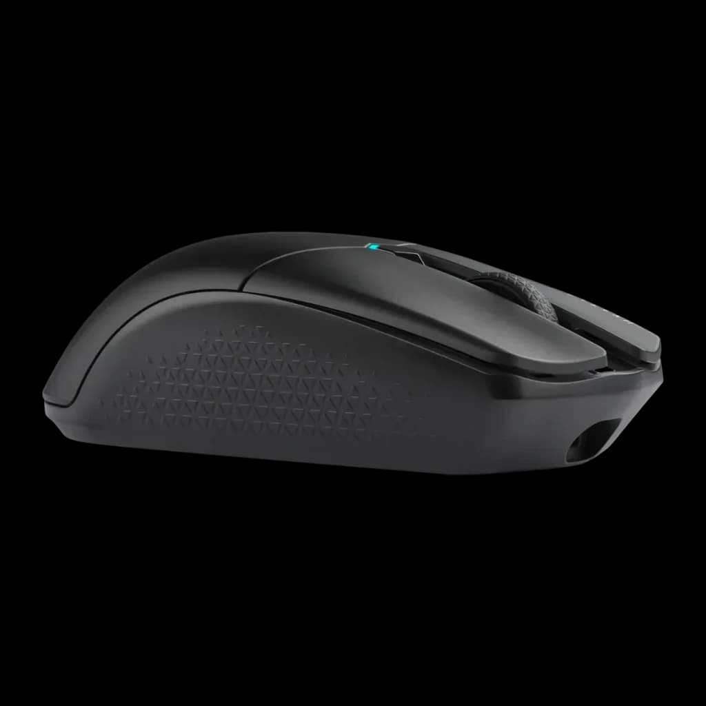 Ratón Gaming Corsair Katar Elite Wireless Inalámbrico 26000 DPI RGB Negro, vista lateral: textura triangular en falda, rueda
