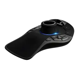 Souris 3D 3Dconnexion SpaceMouse Pro Noir Filaire USB 15 boutons, vue diagonale: contrôleur avec puck central éclairé