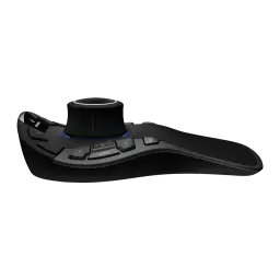 Souris 3D 3Dconnexion SpaceMouse Pro Noir Filaire USB 15 boutons, vue latérale: contrôleur 6DoF avec anneau bleu et boutons
