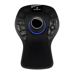 Souris 3D 3Dconnexion SpaceMouse Pro Noir Filaire USB 15 boutons, vue dessus: contrôleur 6DoF avec anneau bleu et touches