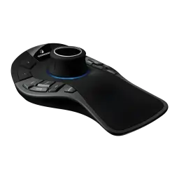 Souris 3D 3Dconnexion SpaceMouse Pro Noir Filaire USB 15 boutons, vue en angle: contrôleur avec capuchon central éclairé