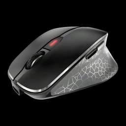Souris Cherry MW 8C Ergo Noir Sans Fil Ergonomique, vue latérale: forme ergonomique avec motif géométrique argenté et LED