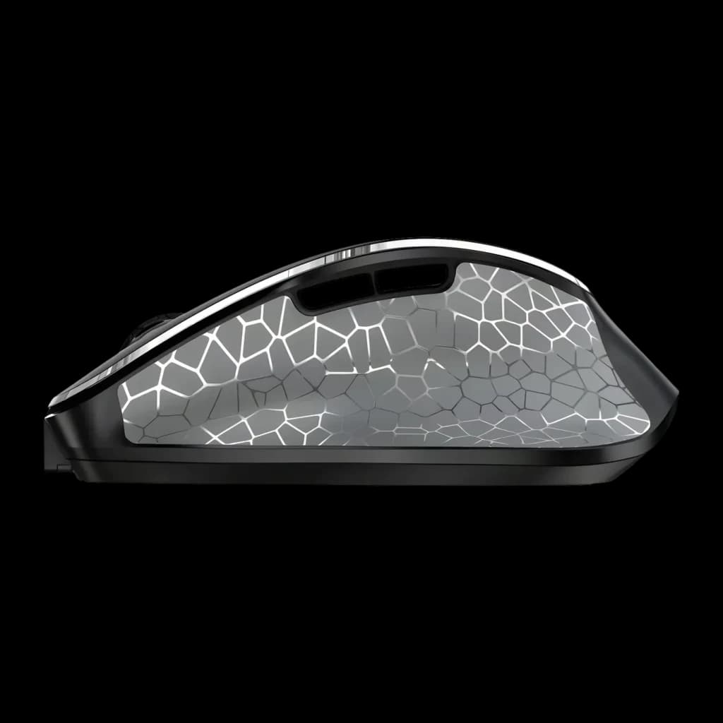 Souris Cherry MW 8C Ergo Noir Sans Fil Ergonomique, vue latérale: motif géométrique lumineux sur la coque supérieure