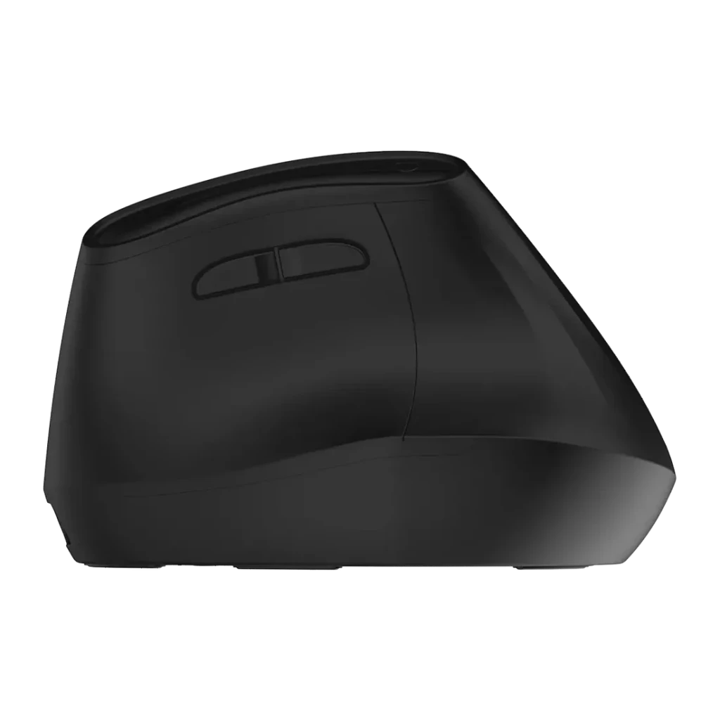 Ratón Ewent Ultimate Negro Inalámbrico Ergonómico EW3208, vista lateral: perfil vertical con botones superiores y cuerpo