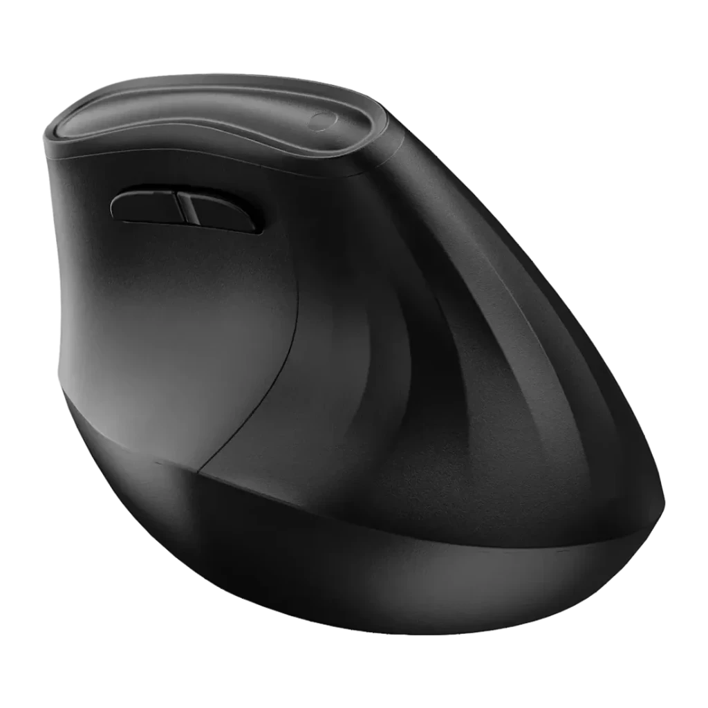 Ratón Ewent Ultimate Negro Inalámbrico Ergonómico EW3208, vista lateral: perfil vertical con rueda de desplazamiento