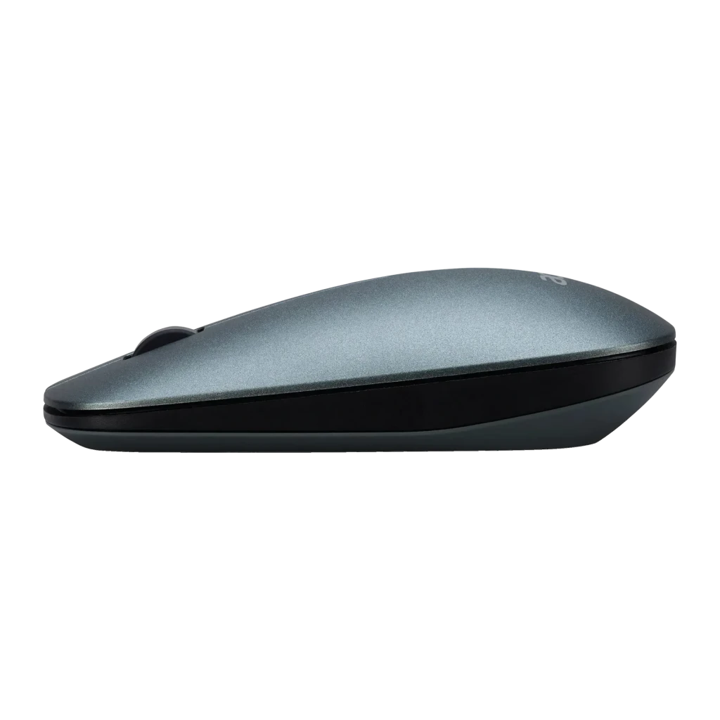 Souris Acer Vero Macaron AMR020 Gris Sans Fil Ergonomique, vue latérale: profil ergonomique avec corps gris métallisé