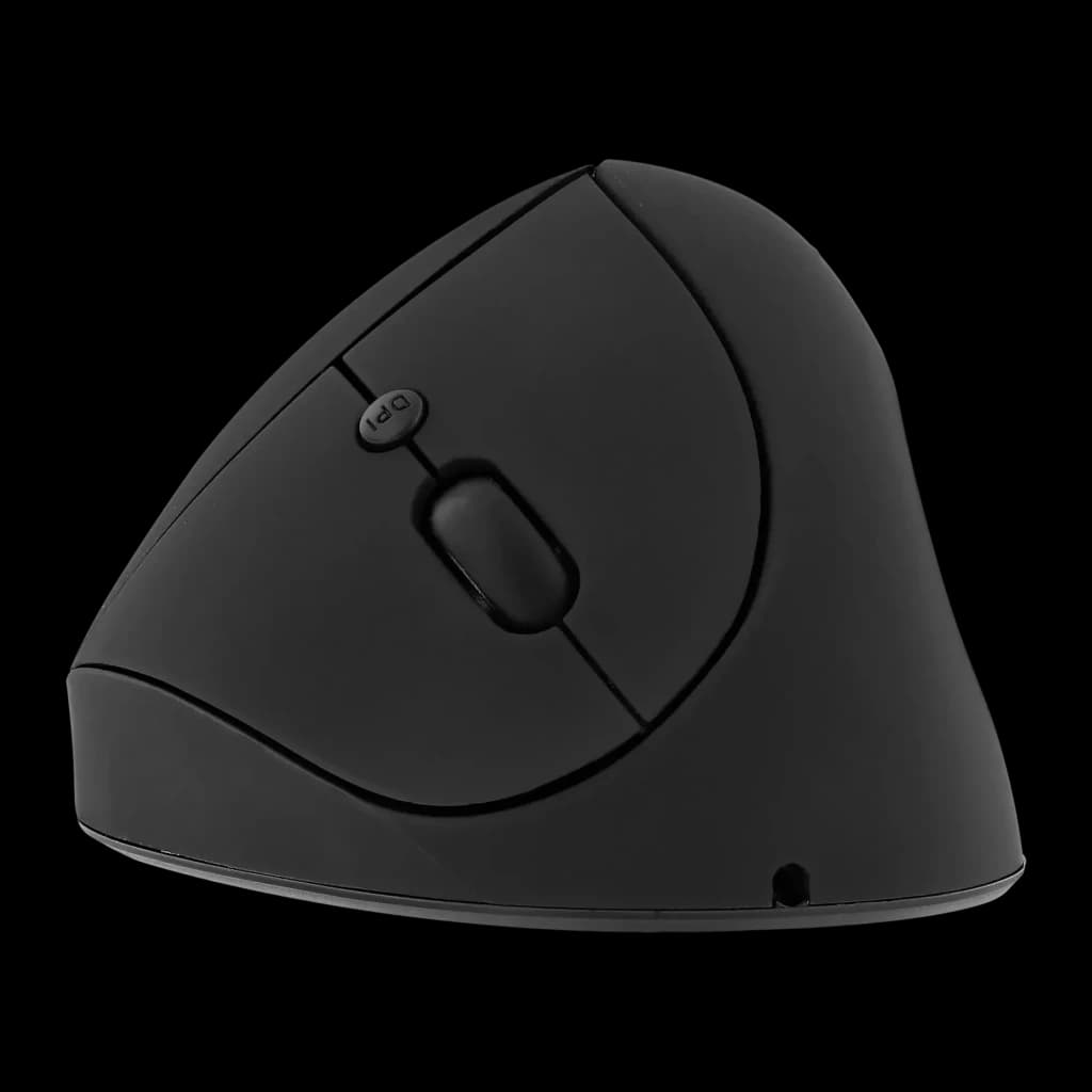 Ratón T'nB Negro Inalámbrico Ergonómico Vertical MWERGOVMN, vista lateral: rueda de scroll, botón DPI y perfil vertical