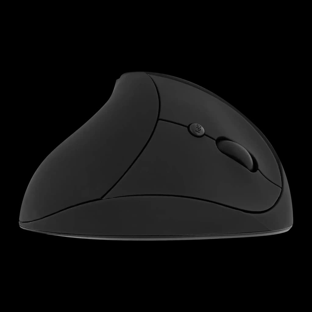 Ratón T'nB Negro Inalámbrico Ergonómico Vertical MWERGOVMN, vista lateral: perfil ergonómico elevado, rueda de scroll
