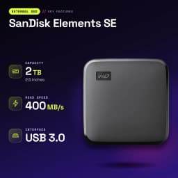 SSD Externe SanDisk Elements SE 2 To USB 3.0 Noir - caractéristiques