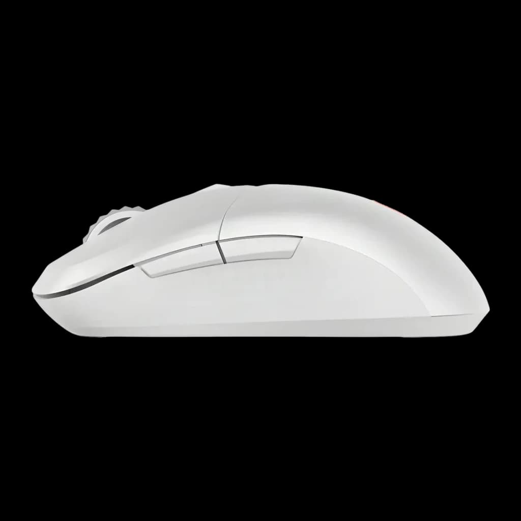 Souris MSI Versa 300 Wireless Sans Fil 8000 DPI RGB Blanc, vue latérale: profil droit avec boutons latéraux et coque