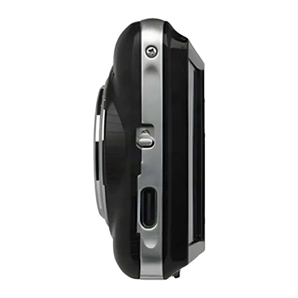 Appareil photo compact Yashica EasySnap Noir Vidéo AVI 30MP, profil droit: port USB-C et bouton latéral visibles