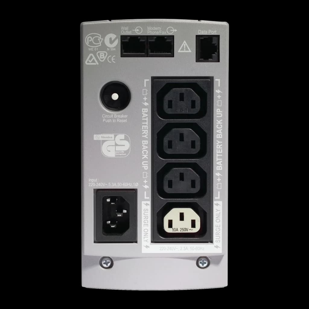 SAI APC Back-UPS CS Línea Interactiva 650VA 400W Beige BK650EI, panel trasero: tomas IEC battery backup y surge only