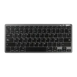 Teclado iggual Slim TKL-BT Negro/Gris Inalámbrico, vista superior: teclas negras sobre cuerpo gris, iconos iOS Android