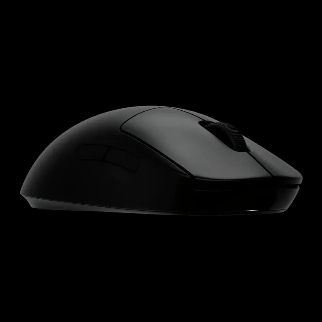 Souris Gaming Logitech G Pro 2 Lightspeed Sans Fil 32000 DPI RGB Noir, vue latérale: profil gauche avec molette texturée