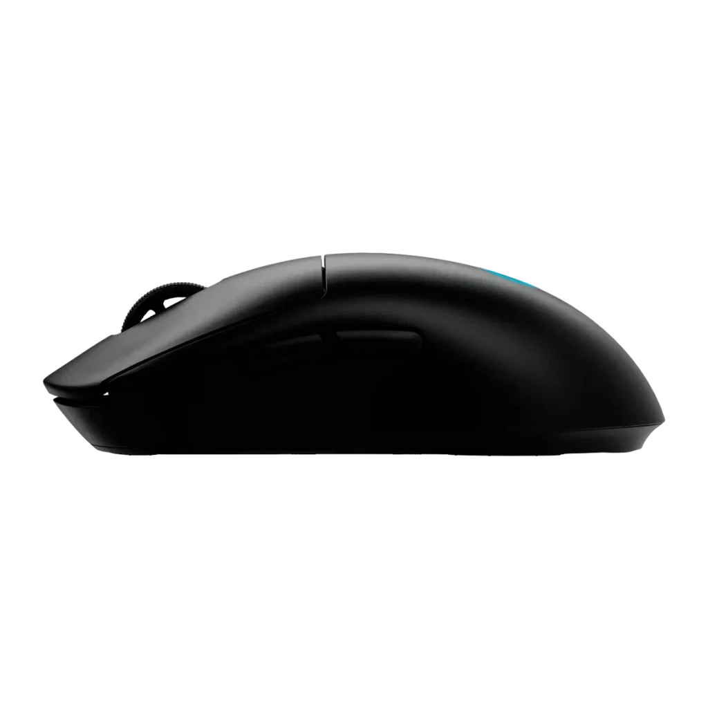 Souris Gaming Logitech G Pro 2 Lightspeed Sans Fil 32000 DPI RGB Noir, vue latérale: profil ergonomique avec lumière RGB