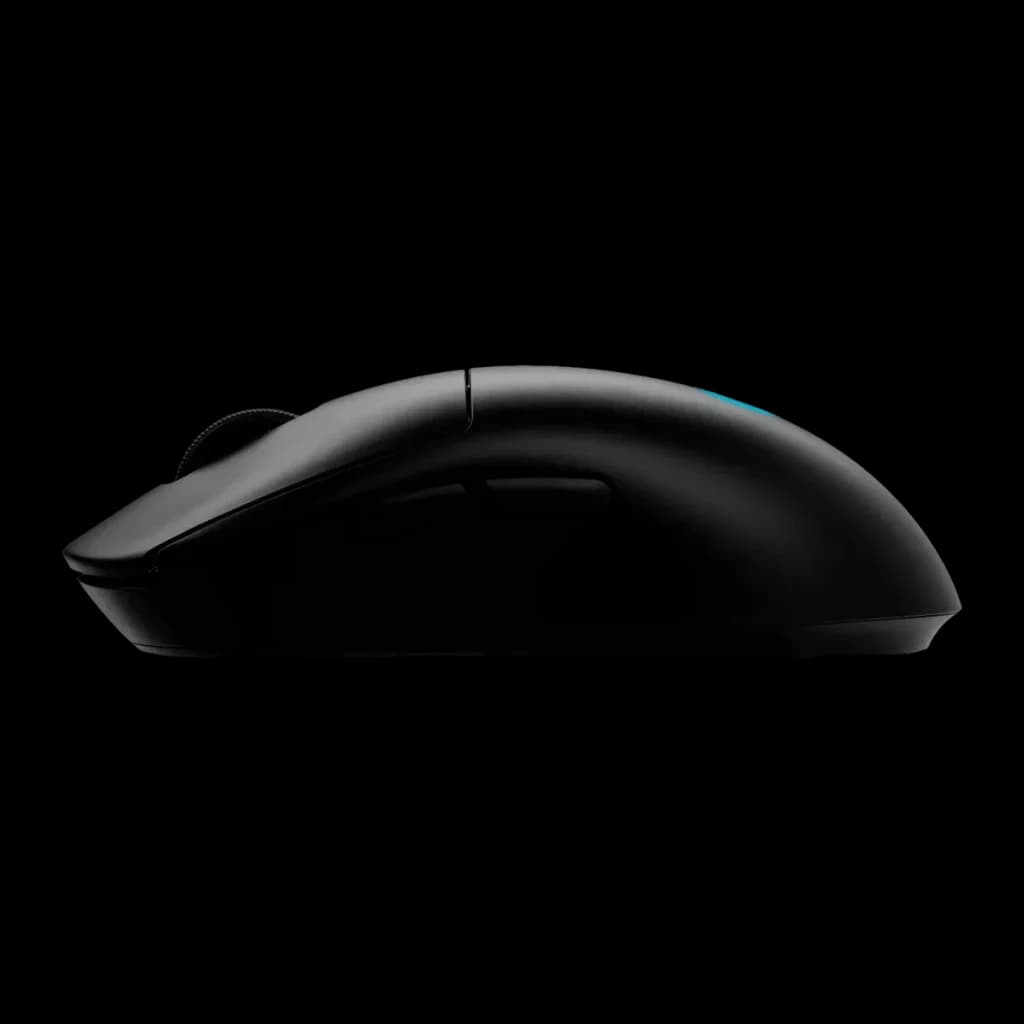 Souris Gaming Logitech G Pro 2 Lightspeed Sans Fil 32000 DPI RGB Noir, vue latérale: profil ergonomique avec lumière RGB
