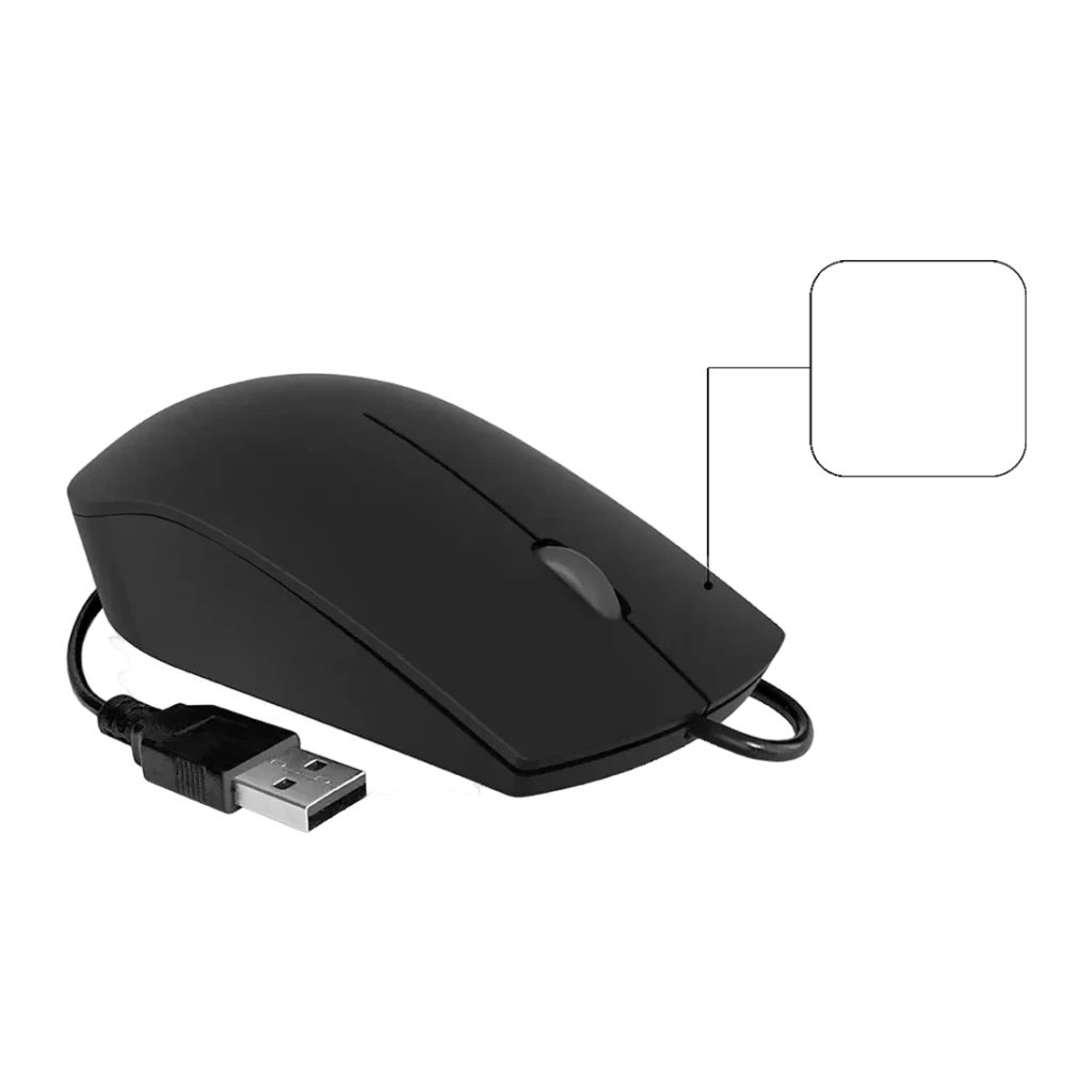 SUBBLIM Combo Business Slim Noir Filaire USB Silencieux, vue latérale: profil droit avec connecteur USB-A visible
