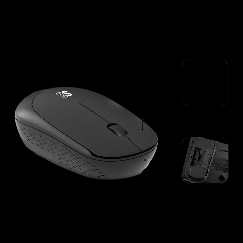 Combo Clavier et Souris SUBBLIM Business Slim Silencieux Noir Sans Fil 2.4G, souris: vues dessus et dessous