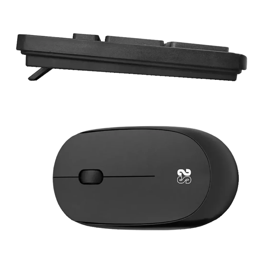 Combo Clavier et Souris SUBBLIM Business Slim Silencieux Noir Sans Fil 2.4G, vue latérale et dessus: profil ultra-fin