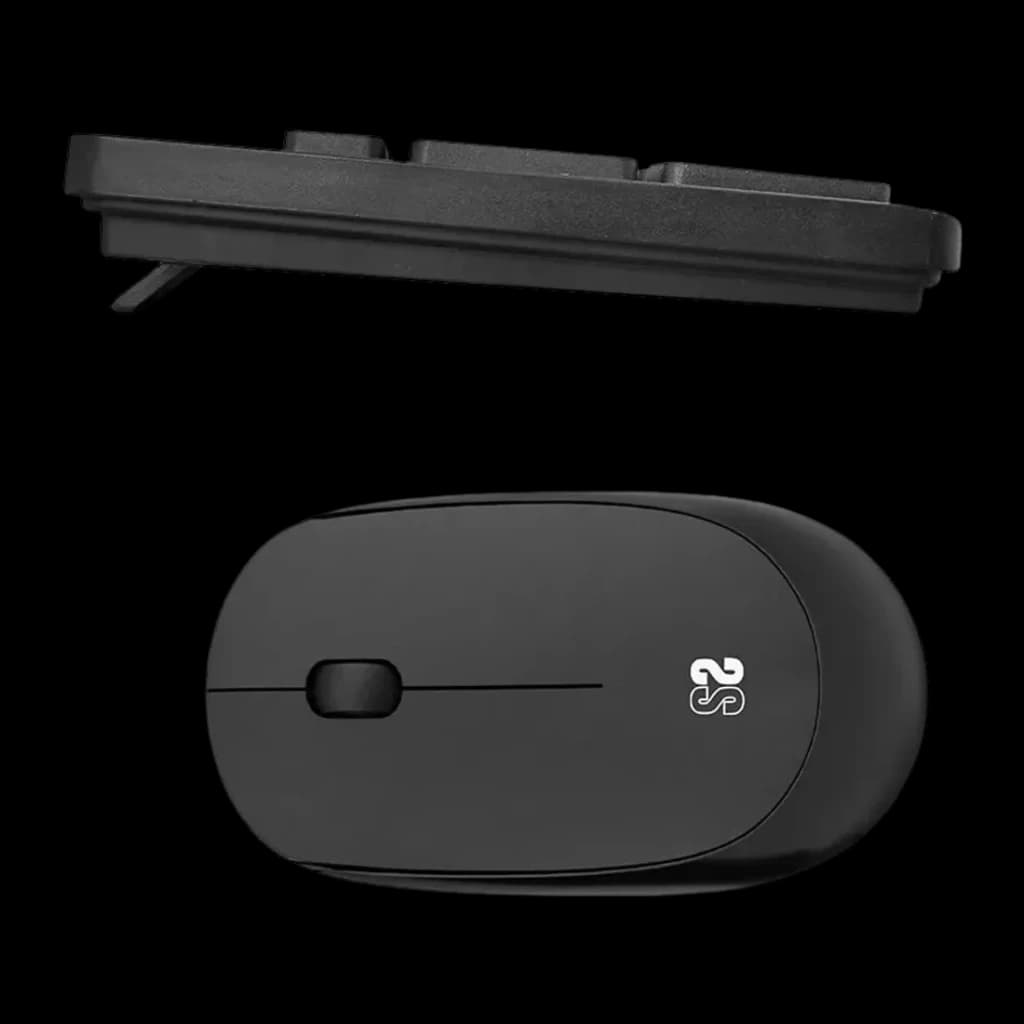 Combo Clavier et Souris SUBBLIM Business Slim Silencieux Noir Sans Fil 2.4G, vue latérale et dessus: profil ultra-fin