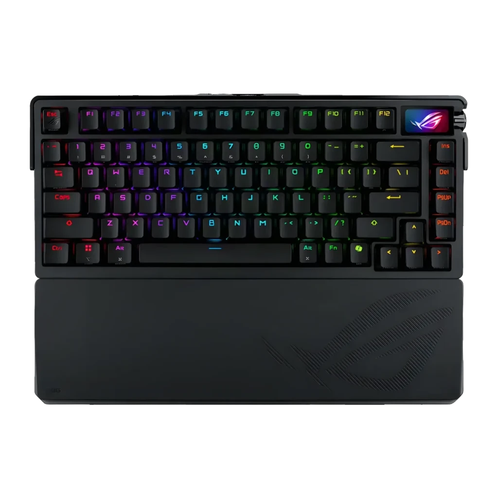 Clavier gaming ASUS ROG Azoth Extreme QWERTY Sans fil Mécanique RGB Noir, vue de dessus: touches rétroéclairées RGB