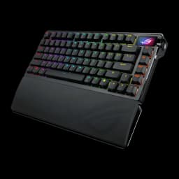 Clavier gaming ASUS ROG Azoth Extreme QWERTY Sans fil Mécanique RGB Noir, vue latérale: rétroéclairage RGB multicolore