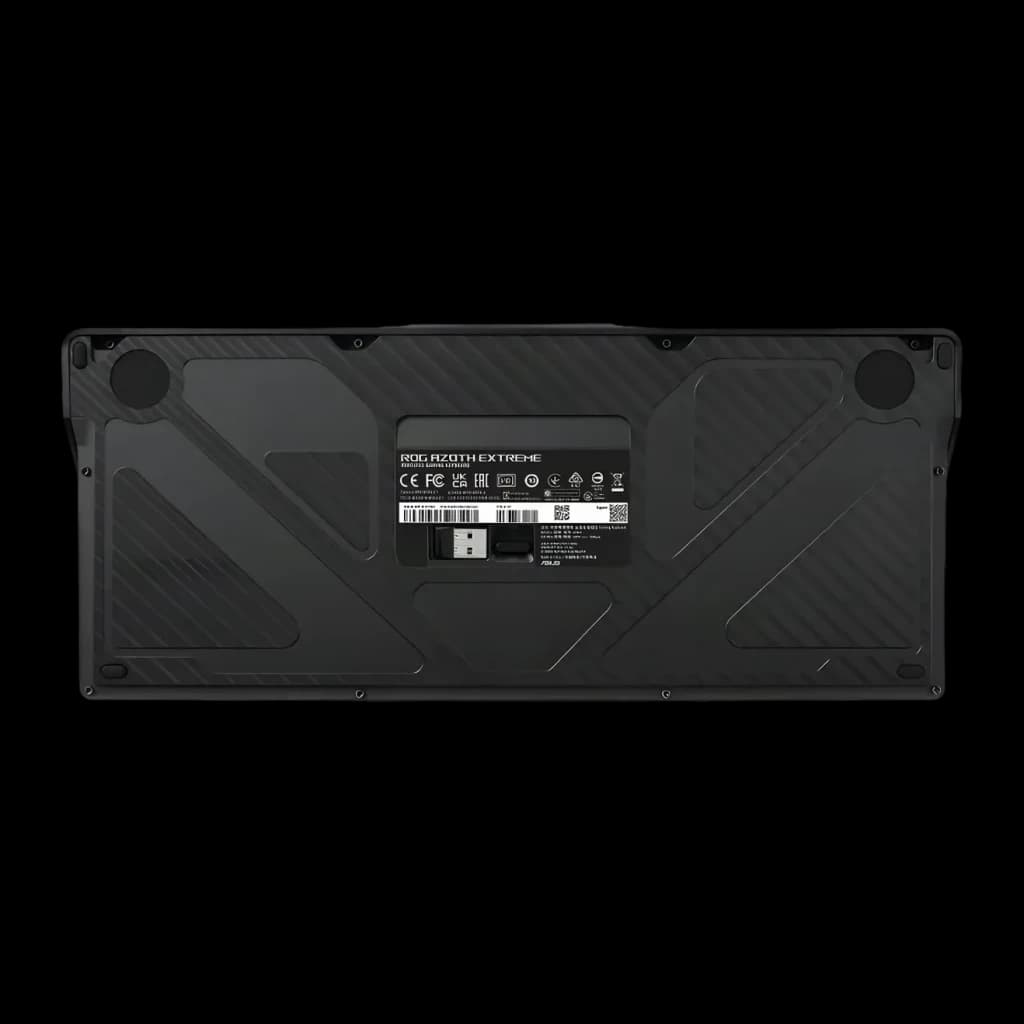 Clavier gaming ASUS ROG Azoth Extreme QWERTY Sans fil Mécanique RGB Noir, dessous: base texture carbone, pieds antidérapants