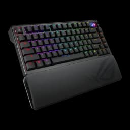 Clavier gaming ASUS ROG Azoth Extreme QWERTY Sans fil Mécanique RGB Noir, vue en angle: rétroéclairage RGB multicolore