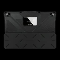 Clavier gaming ASUS ROG Azoth Extreme QWERTY Sans fil Mécanique RGB Noir, vue inférieure: base texture carbone avec panneau