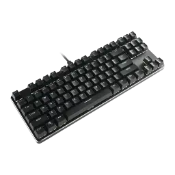 Touches Glorious Gaming Mechanical Keyboard Keycaps Espagnol Noir, vue diagonale: clavier TKL noir avec légendes espagnoles
