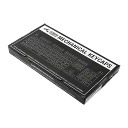 Touches Glorious Gaming Mechanical Keyboard Keycaps Espagnol Noir, boîte: packaging noir en angle avec disposition clavier